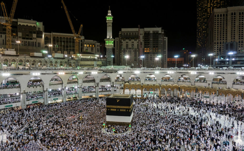 Muslim worshippers circumambulate around the Kaaba Islams holiest shrine at the Grand Mosque in Saudi Arabia's holy city of Makkah. (AHMAD ALRUBAYE/AFP/Getty Images)