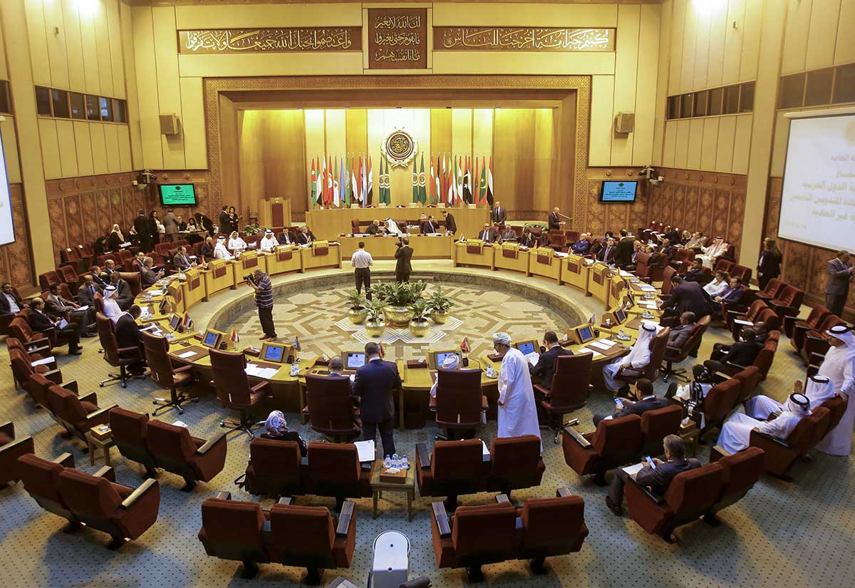 General view of the meeting of the permanent delegates of Arab League during extra-ordinary emergency session held at the League's headquarters in the Egyptian capital Cairo, to discuss what it has called Washington's 'illegal' relocation of its embassy to the disputed city of Jerusalem.