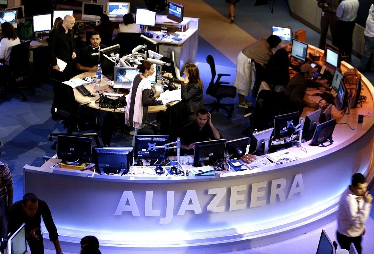 A general view shows the newsroom at the headquarters of the Al Jazeera satellite channel. (KARIM JAAFAR/AFP/Getty Images)