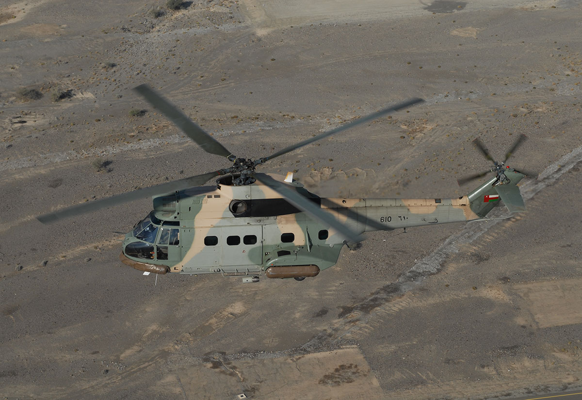 A helicopter from the Royal Air Force of Oman (RAFO) carried out the medical evacuation