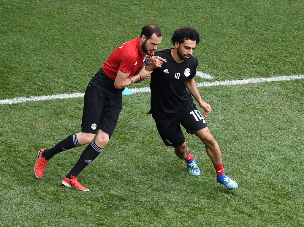 Egypt's Mohamed Salah trains with his team at the Volgograd Arena in Volgograd on the eve of their Group A match against Saudi Arabia during the Russia 2018 World Cup football tournament
Photo: MARK RALSTON/AFP/Getty Images