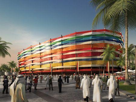 Inside the Al Gharafa Stadium, which will be upgraded should Qatar win the right to host the 2022 World Cup.