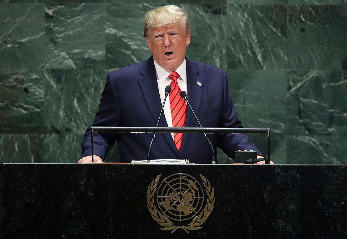 US President Donald Trump addresses the United Nations General Assembly at UN headquarters in New York City.