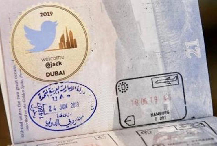 For Dorsey, it was his first visit to the UAE and passport control officials produced a special stamp to commemorate the occasion.