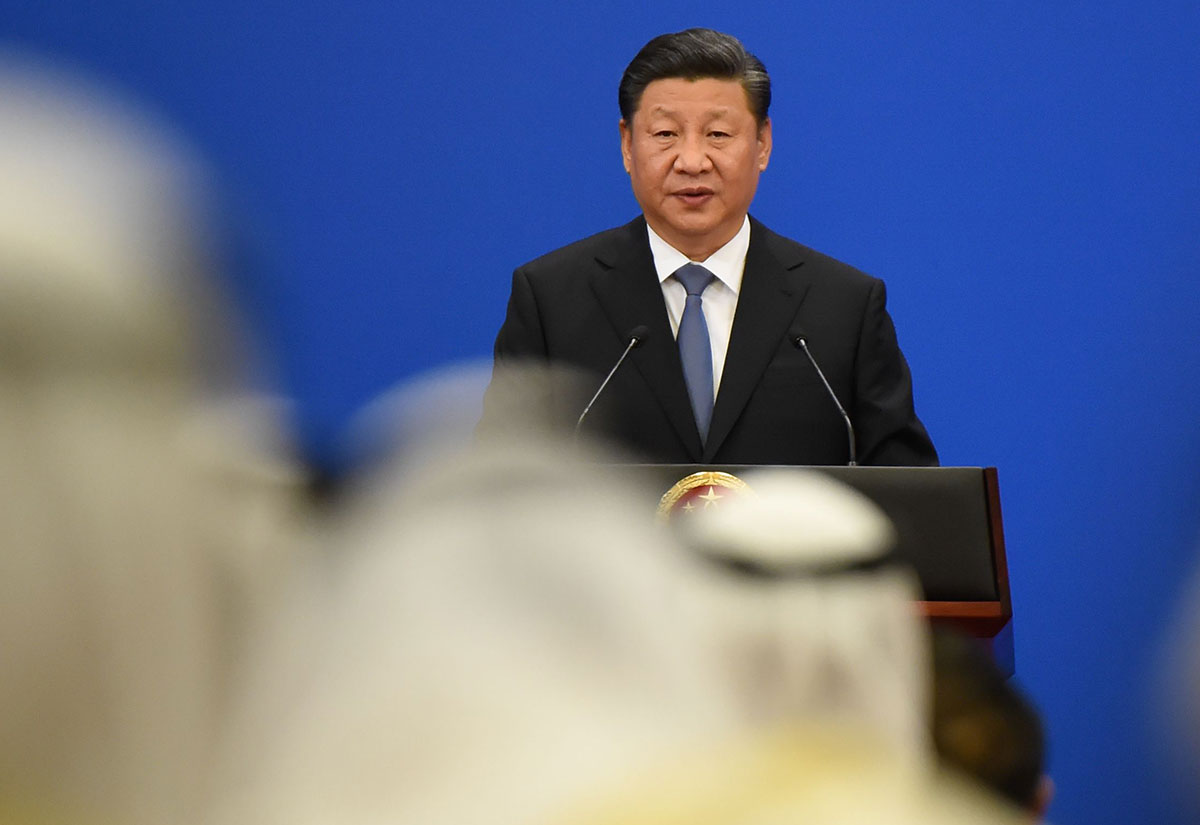 China's President Xi Jinping gives a speech during the 8th Ministerial Meeting of China-Arab States Cooperation Forum at the Great Hall of the People in Beijing on July, 10, 2018.