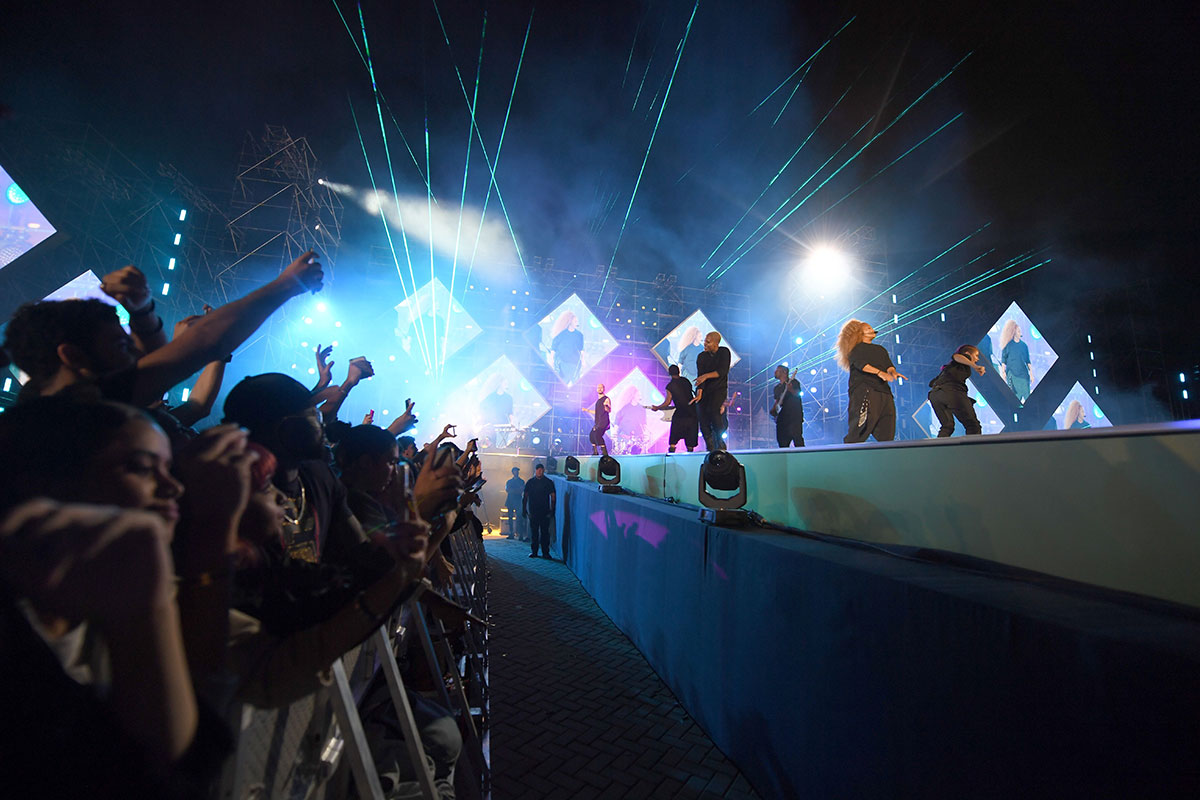 US singer Janet Jackson performs on stage during the Jeddah World Music Festival which took place in July. (AMER HILABI/AFP/Getty Images)