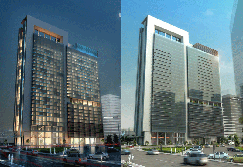 An artists impression of Bloom Central, Abu Dhabi day and night