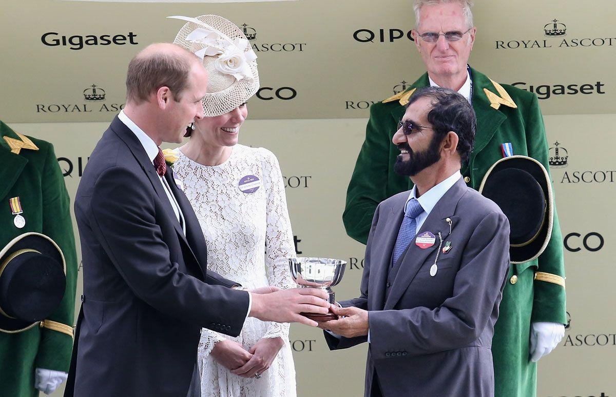 Prince William, Duke of Cambridge, Catherine, Duchess of Cambridge and Sheikh Mohammed Bin Rashid Al Maktoum attend the second day of Royal Ascot at Ascot Racecourse on June 15, 2016 in Ascot, England. (Getty Images)