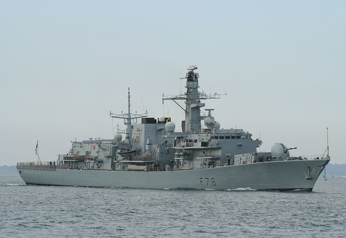 The defence ministry said the HMS Kent (pictured) would be "taking over" from HMS Duncan, but added that an "occasional overlap of ships when one deployment begins and another ends... is not uncommon," suggesting that all three could be in the region at some point.