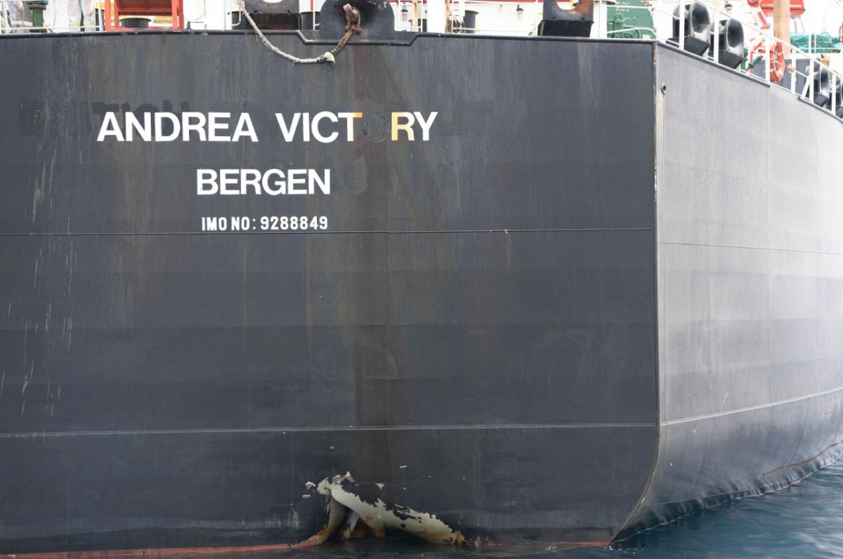 The Andrea Victory, after repairs in Dubai’s Port Rashid, appears to have loaded fuel in a ship-to-ship transfer near Fujairah earlier this month, according to tanker tracking.