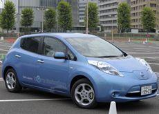 TEST DRIVE: The Nissan Leaf electric car is put through its paces near Nissans headquarter in Yokohama. (Getty Images)