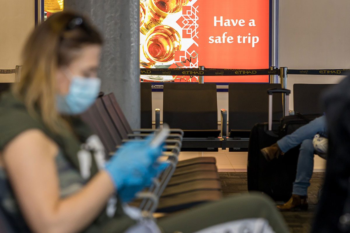 Passengers must also download the Al Hosn app and wear face masks and gloves while in the airport.