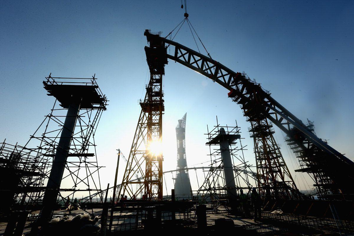 Construction work continues on Khalifa International Stadium ahead of the 2022 FIFA World Cup Qatar. (Getty Images)