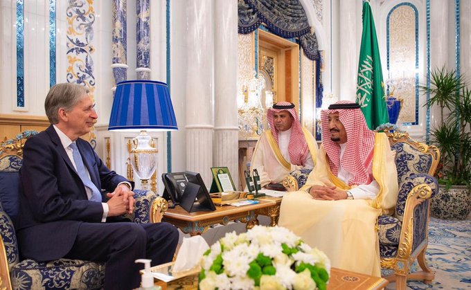 Saudi Arabia's King Salman hosted British finance minister Philip Hammond for talks in the western city of Jeddah on Sunday. Images: SPA