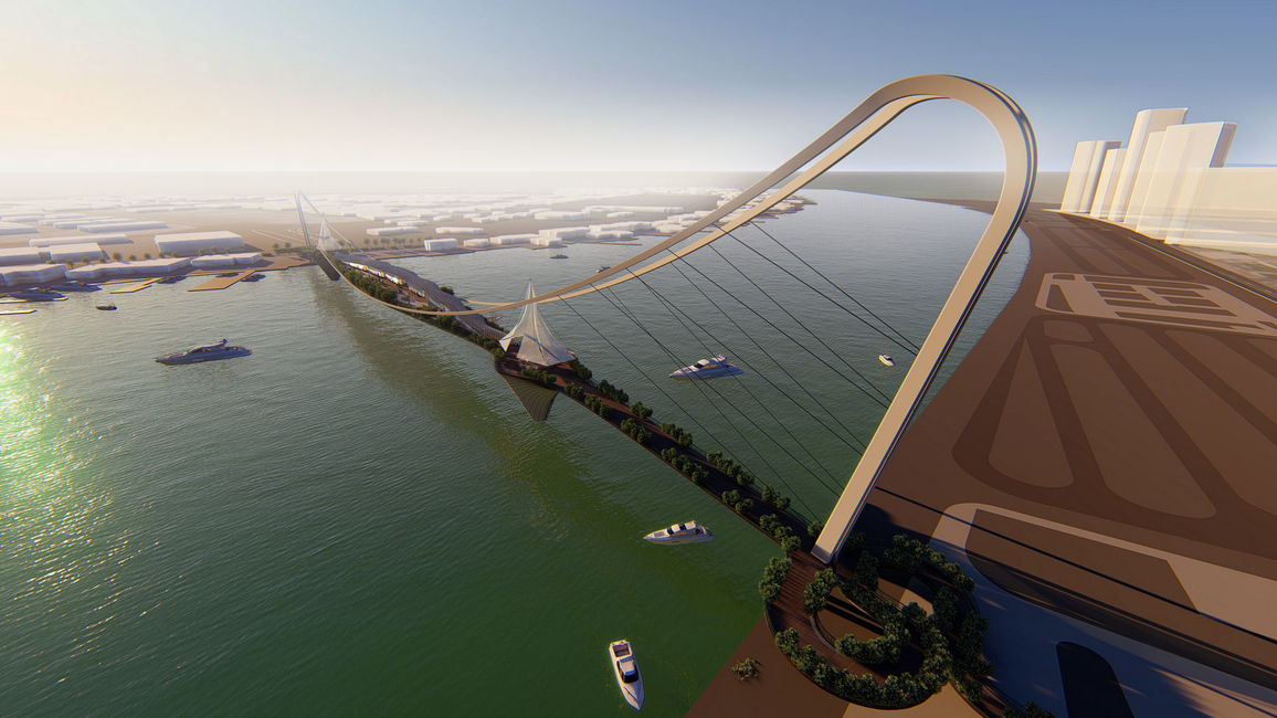 Inspired by the hanging gardens of Babylon, this Hanging Garden Bridge aims to activate the Dubai Creek by facilitating easy connectivity across its banks.