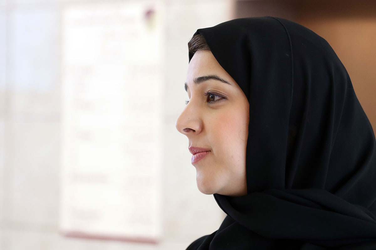 Emirati Minister of State for International Cooperation Reem Al Hashimi attends a press conference in the Emirati capital of Abu Dhabi on August 5, 2018.