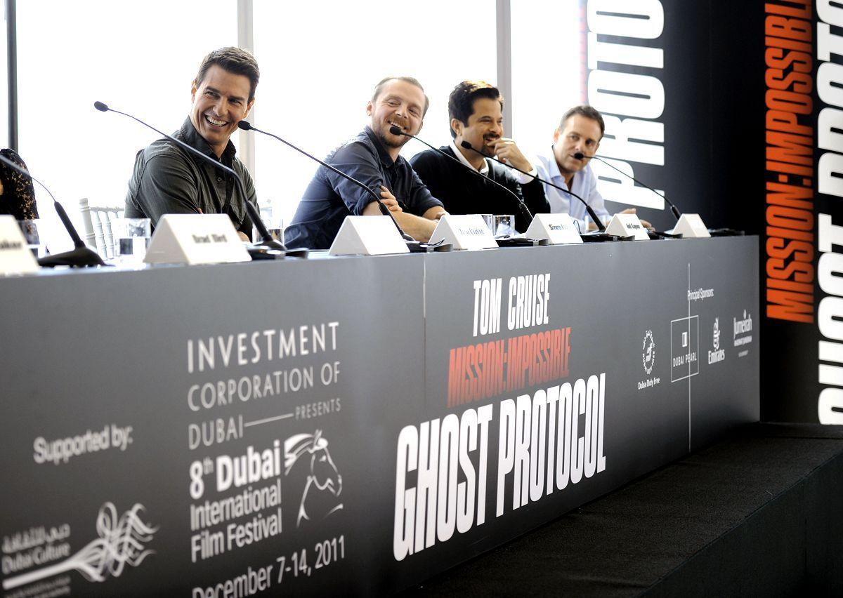 Anil Kapoor and his co-stars at the films press launch in Dubais Burj Khalifa