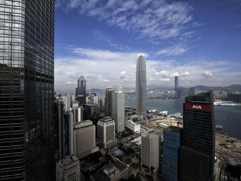 Office blocks including the International Finance Center (C) are seen in Hong Kong. (Aaron Tam/AFP/Getty Images)