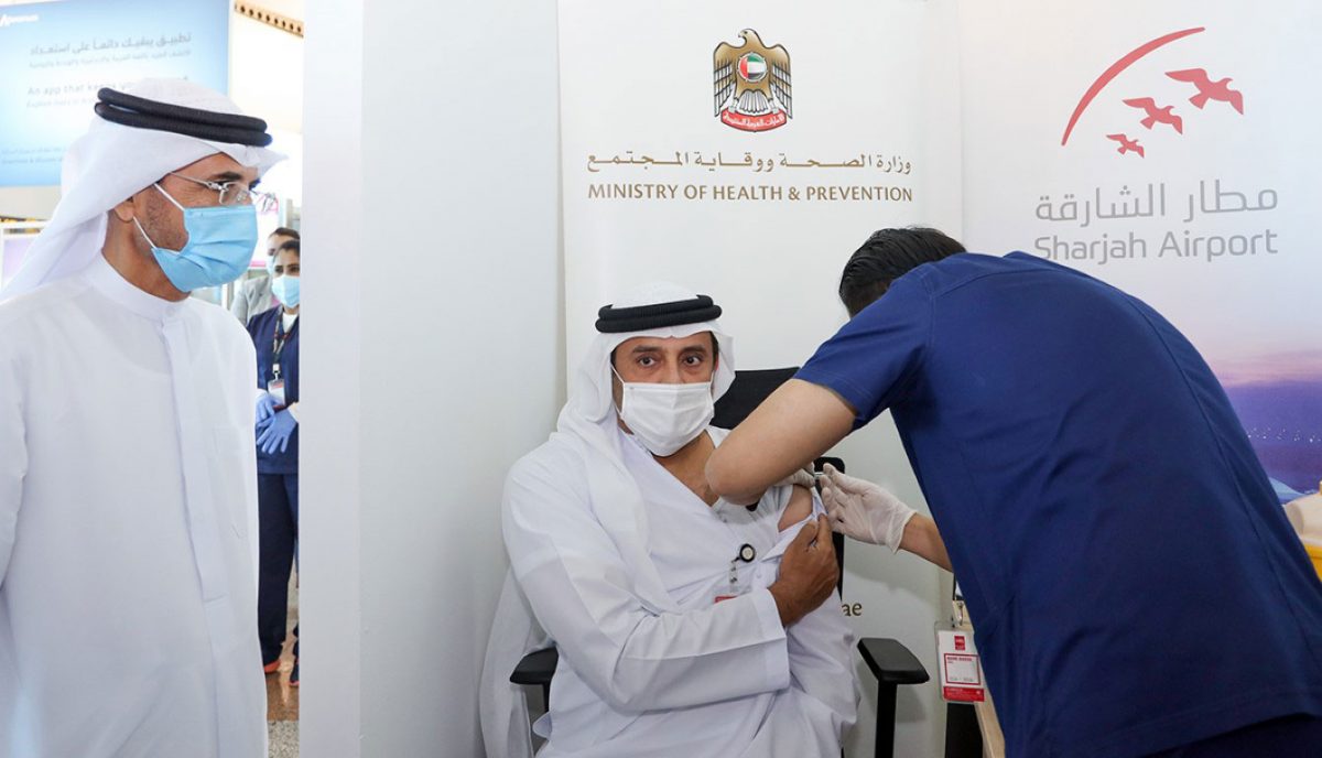 Frontline staff at Sharjah Airport receive coronavirus vaccine