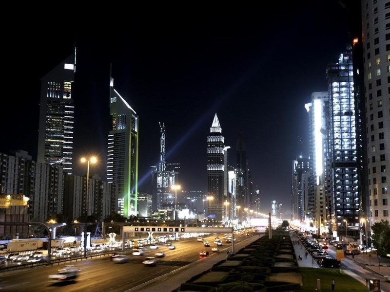 Dubai, Sheikh Zayed Road at night