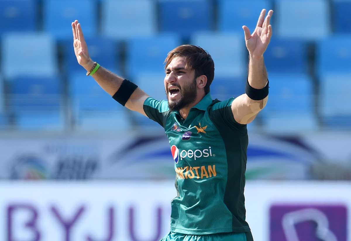 Pakistan cricketer Usman Khan Shinwari appeals unsuccessfully for the wicket of Hong Kong cricket team captain Anshuman Rath during the one day international (ODI) Asia Cup cricket match between Hong Kong and Pakistan at the Dubai International Cricket Stadium in Dubai on September 16, 2018.