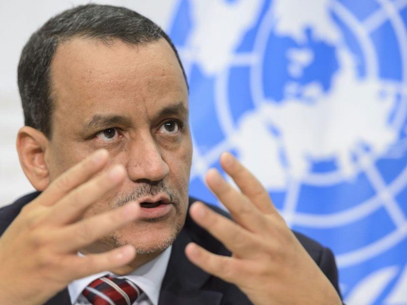 UN special envoy for Yemen Ismail Ould Cheikh Ahmed speaks during a press conference at the end of peace talks in Bern. (AFP/Getty Images)