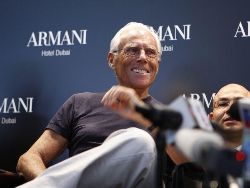 Giorgio Armani at the press conference to launch the Armani Hotel Dubai