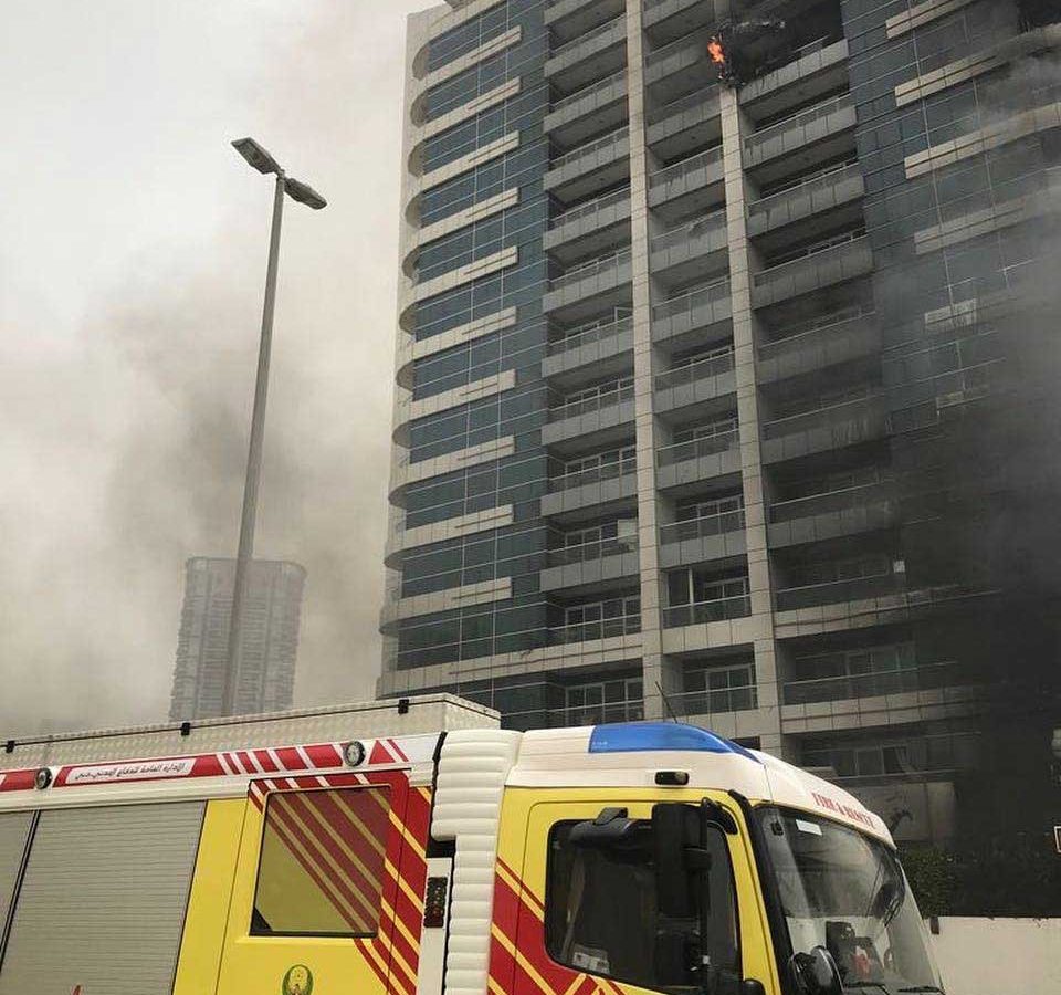 A large fire was reported in Dubai Marina’s Zen Tower on Sunday morning, with video of the incident showing flames engulfing several of the building’s lower floors.