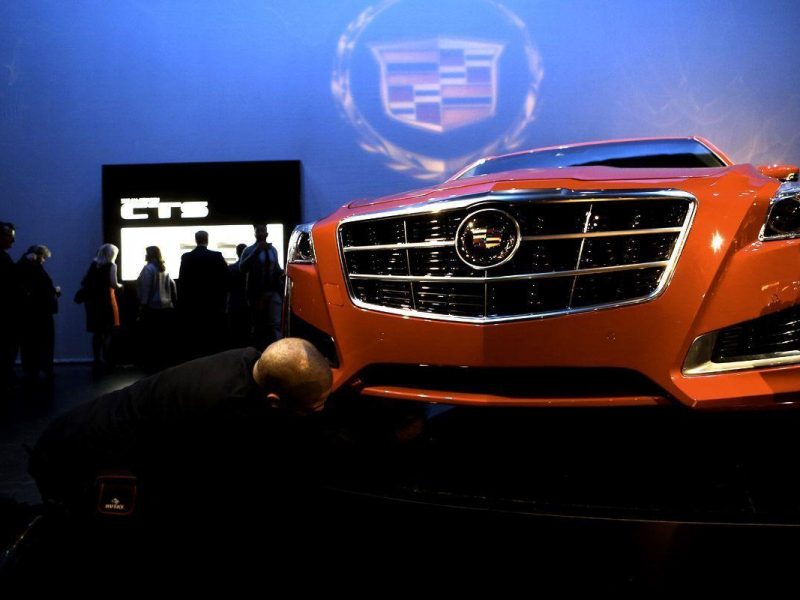 The 2014 Cadillac CTS sits on display during an unveiling event on March 26, 2013 in New York City. (Getty Images)