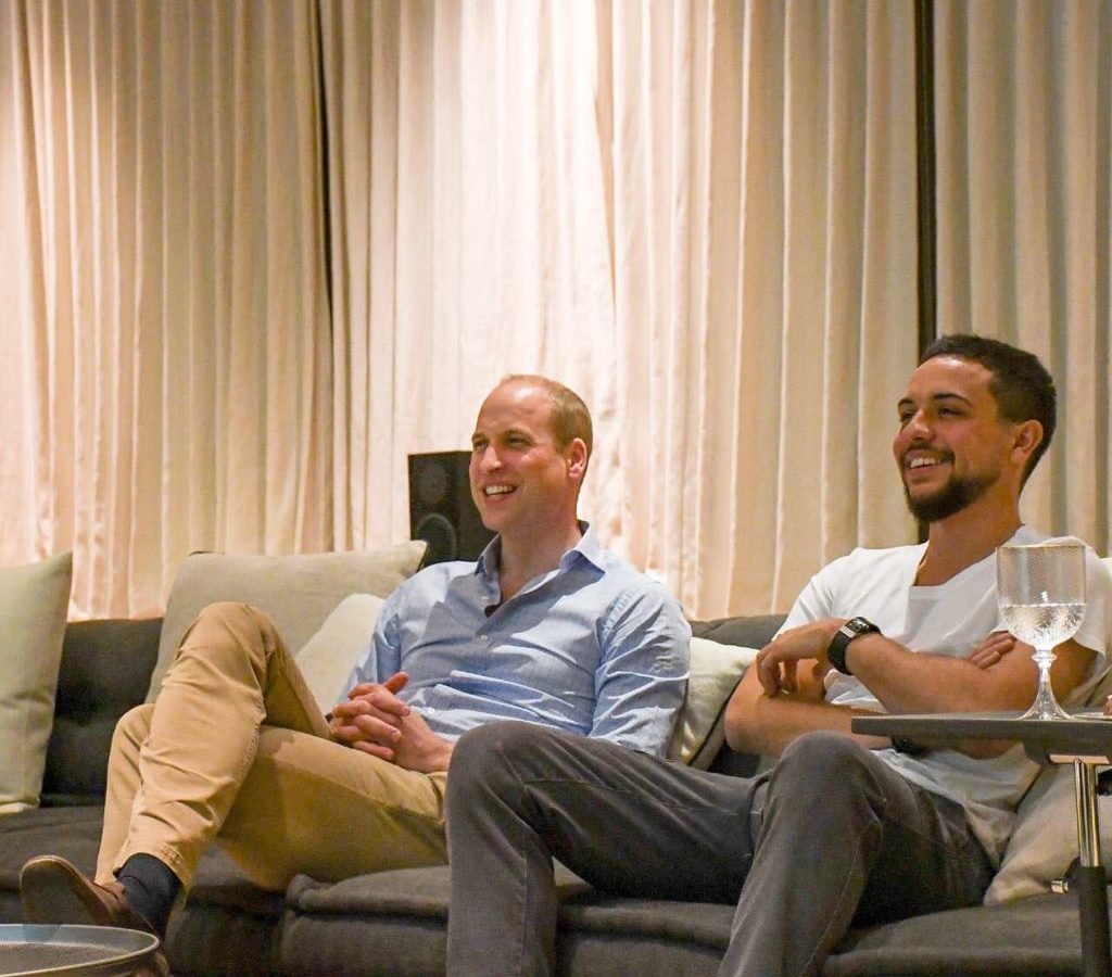 The Duke of Cambridge missed the momentous game that helped England ease into the World Cup last 16 but caught a replay at the home of his host Crown Prince Hussein bin Abdullah.