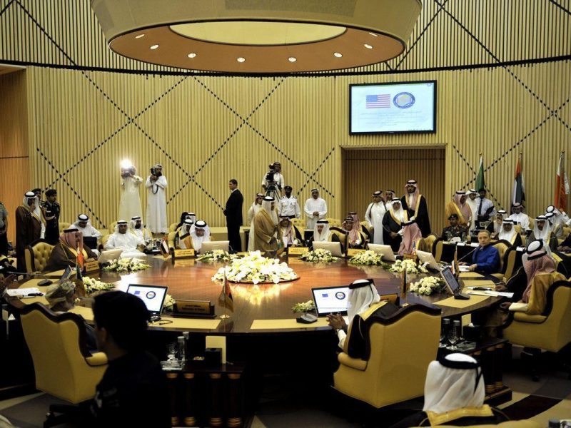 US Secretary of State Hillary Rodham Clinton and foreign ministers from the Gulf Cooperation Council (GCC) countries attend a US-GCC forum at the Gulf Cooperation Council Secretariat in Riyadh on March 31, 2012. Secretary Clinton promoted a missile shield to protect Gulf Arab states from Tehran and sought to work with them to help end the