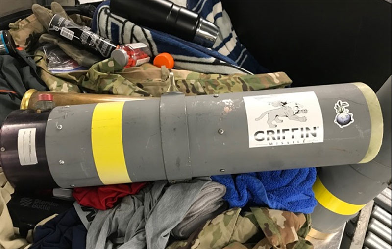 Missile launcher detected by TSA at BWI airport.