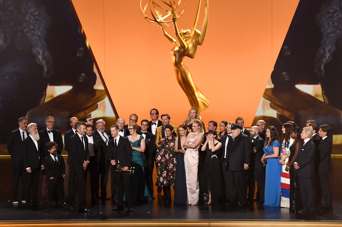 Cast and crew of 'Game of Thrones' accept the Outstanding Drama Series award onstage during the 71st Emmy Awards at Microsoft Theater on September 22, 2019 in Los Angeles, California.