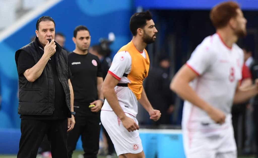 Tunisia coach Nabil Maaloul (left) pictured in training.