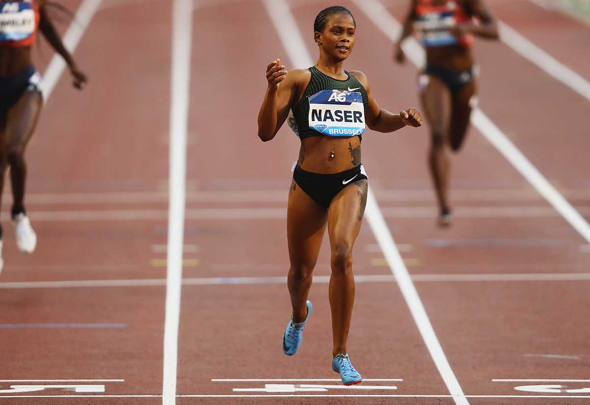 Salwa Eid Naser of Bahrain wins the Women's 400m race during the IAAF Diamond League AG Memorial Van Damme at King Baudouin Stadium on August 31, 2018 in Brussels, Belgium.