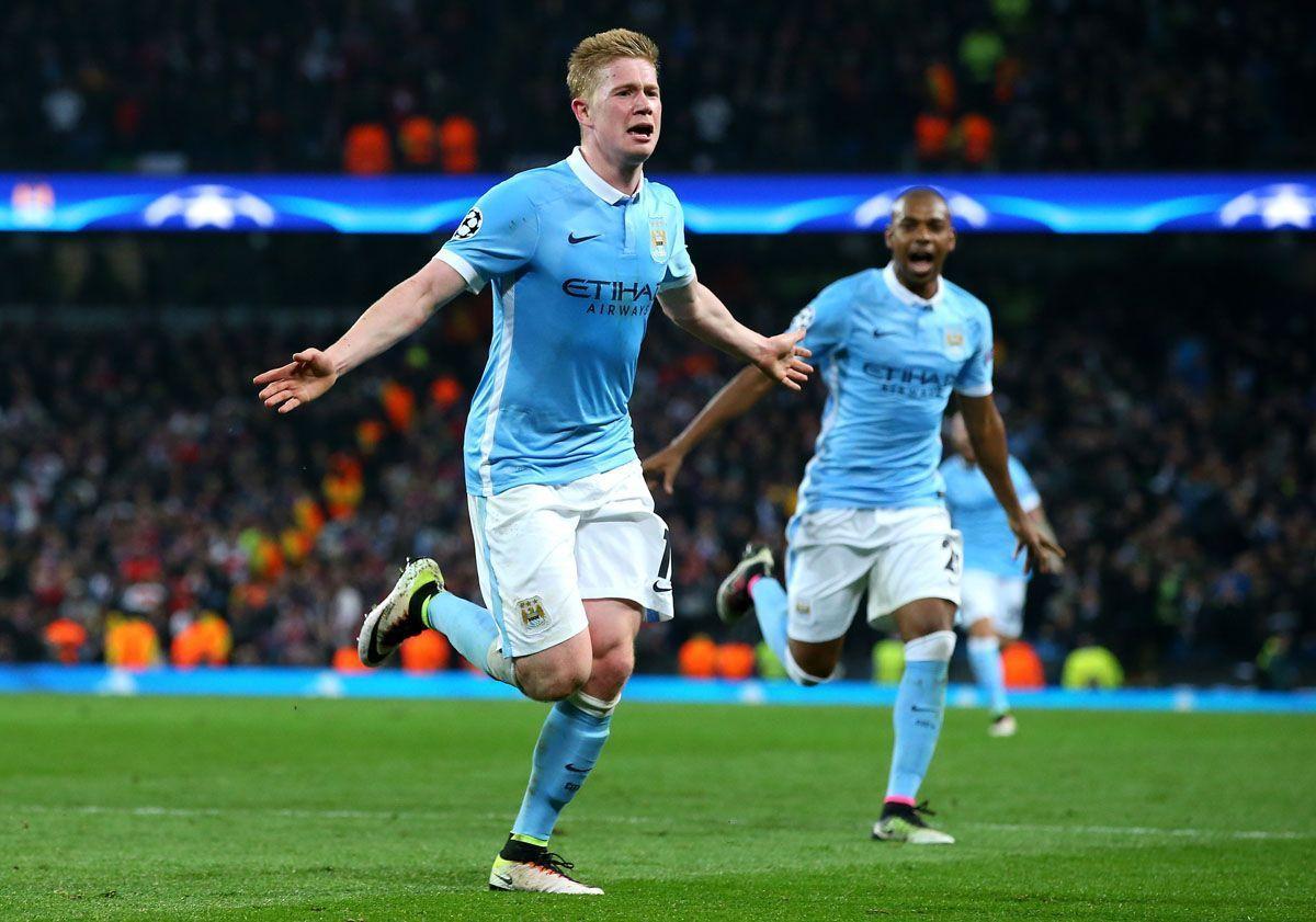 Kevin de Bruyne of Manchester City celebrates a goal. (Getty Images)