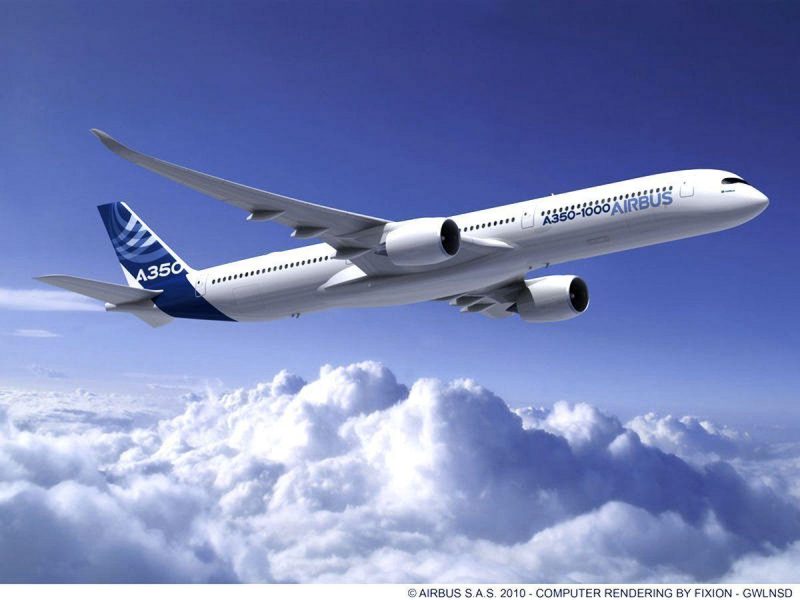 The A350, designed to compete with the Boeing 787 Dreamliner and the larger Boeing 777, staged its maiden flight in June.