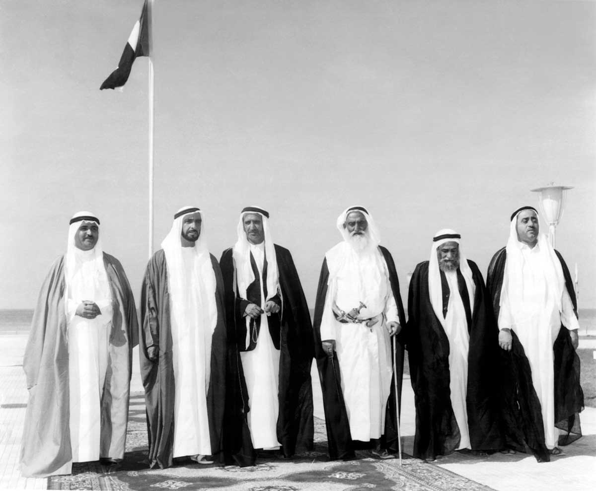 The six rulers of the United Arab Emirates, December 2, 1971