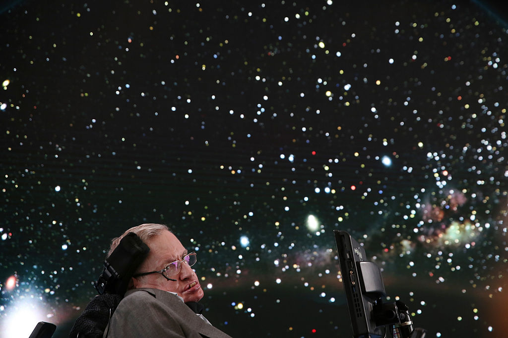 Professor Stephen Hawking onstage during the New Space Exploration Initiative Breakthrough Starshot Announcement at One World Observatory on April 12 2016 in New York City  Photo: Jemal CountessGetty Images