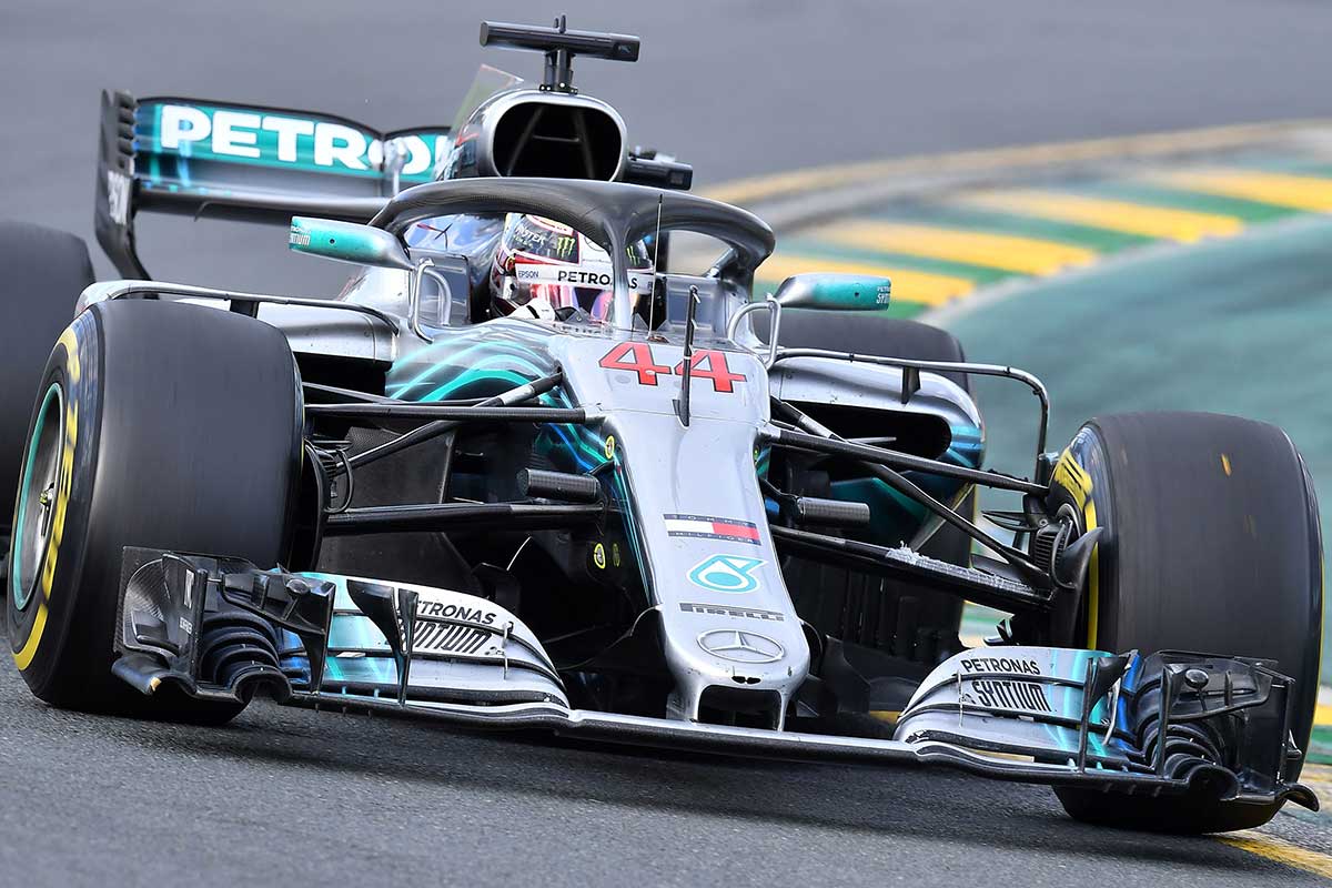 Mercedes' British driver Lewis Hamilton drives during the Formula One Australian Grand Prix in Melbourne.