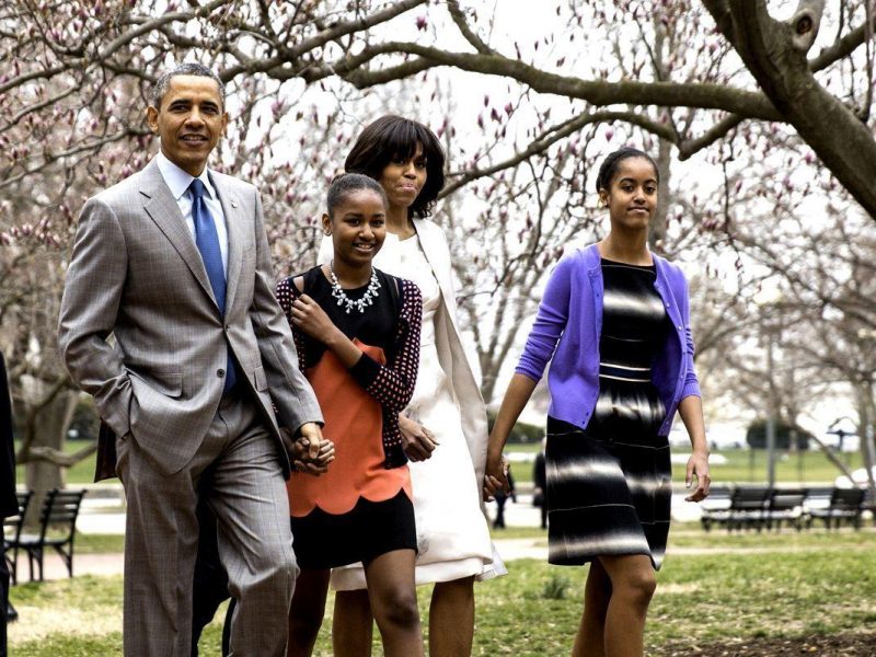 President Barack Obama, daughter Sasha, first lady Michelle Obama and daughter Malia. (Getty Images)