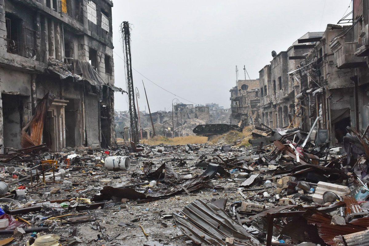 A general view shows destruction in Aleppos old city on December 13. (George Ourfalian/AFP/Getty Images)