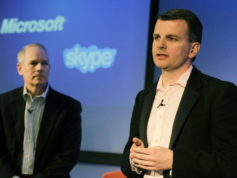 In this handout provided by Microsoft, Kurt DelBene, President of Microsoft Office Division, left, and Neil Stevens, Vice President and General Manager of Skype Global Consumer attend a news conference about Microsofts purchase of Skype on May 10, 2011 in London, England, Microsoft has agreed to buy Skype for $8.5bn. (Getty Images)