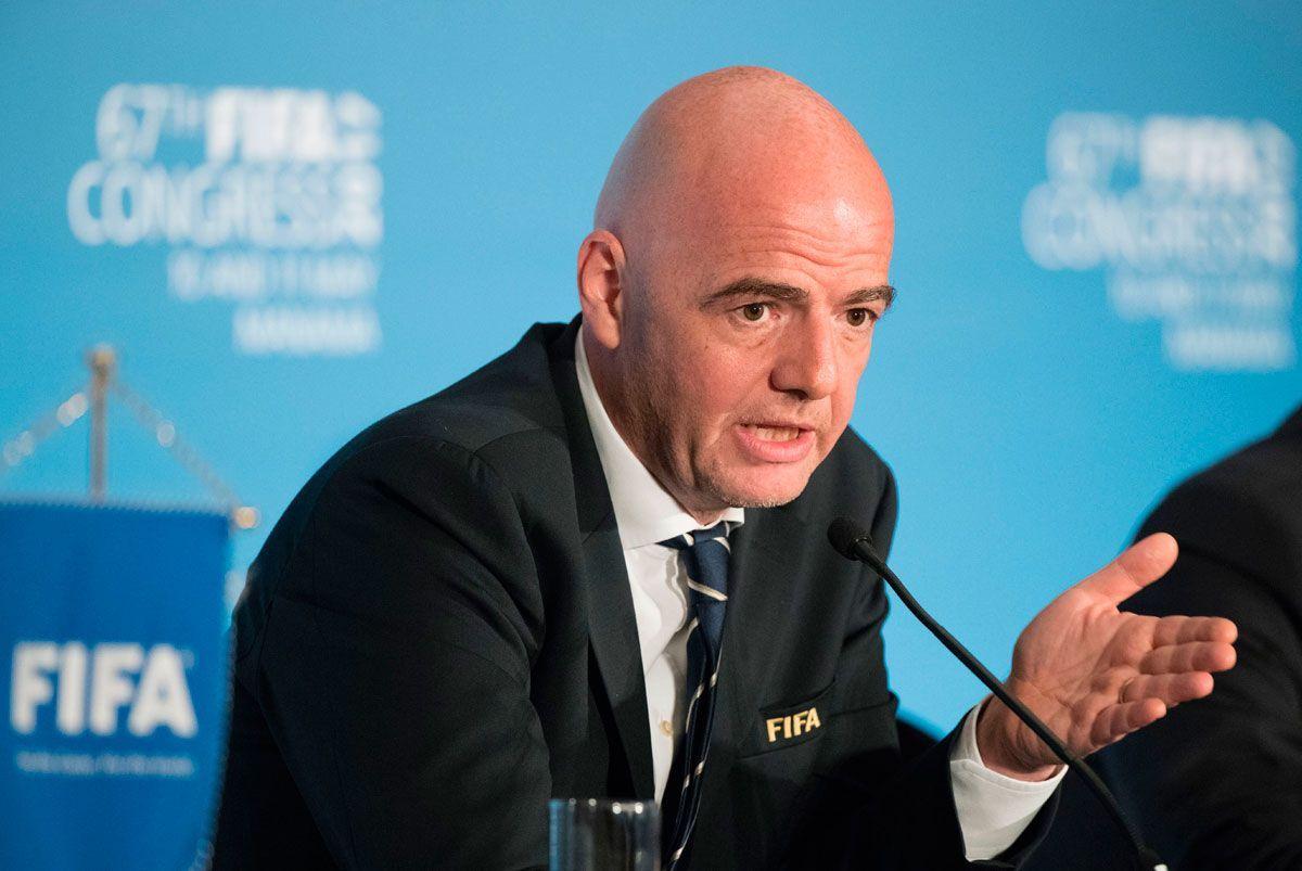 FIFA President Gianni Infantino gives a press conference during the 67th FIFA Congress in the Bahraini capital Manama on May 11, 2017. (JACK GUEZ/AFP/Getty Images)