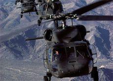 HELICOPTER ORDER: The Black Hawk helicopter in action.