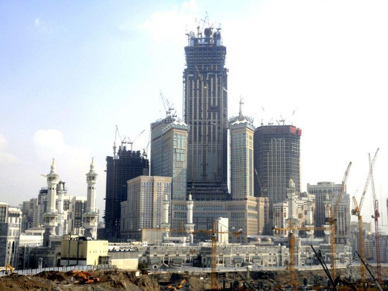 The under-construction Makkah Royal Clock Tower hotel complex in the holy Saudi city of Makkah.