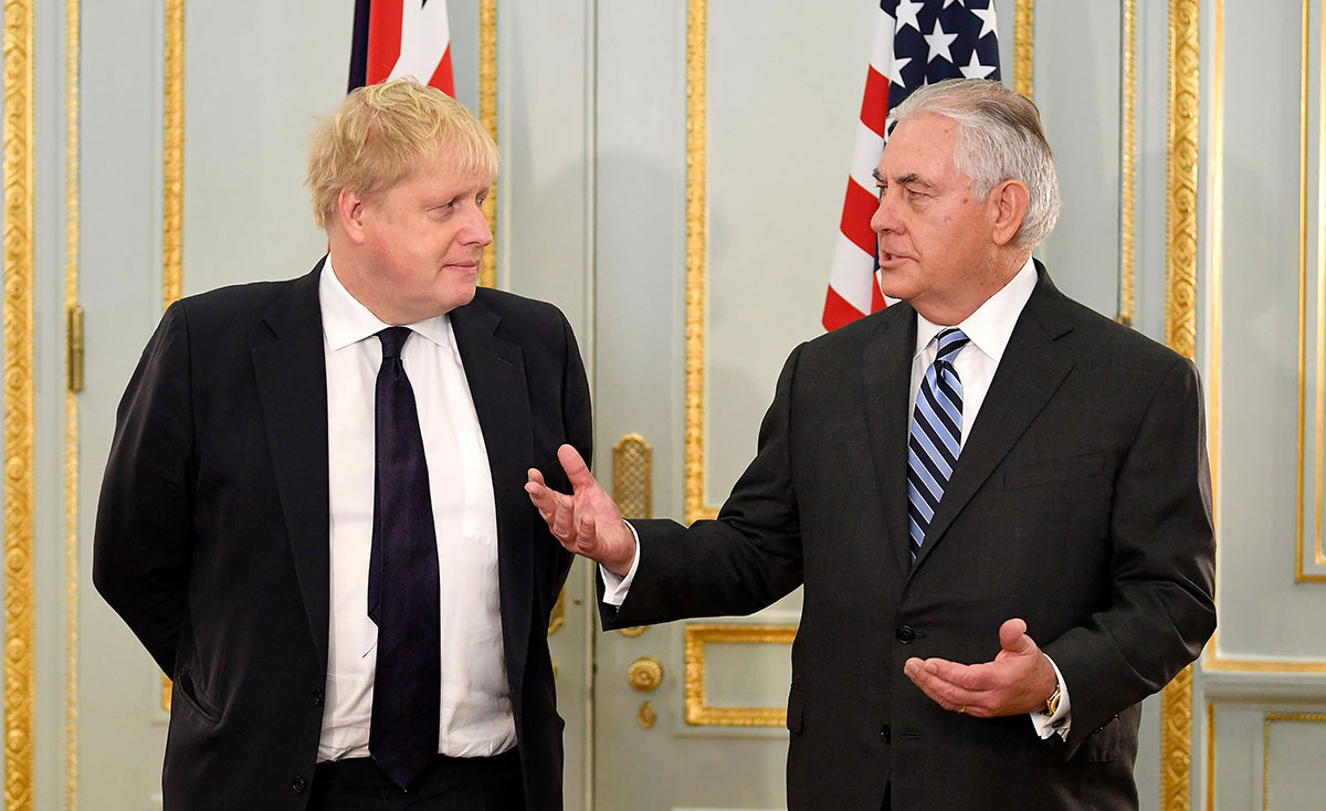 Boris Johnson pitured with Rex Tillerson.