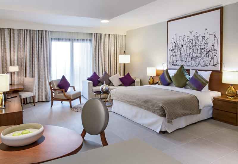 A studio room at Pullman Dubai City Centre Residences.