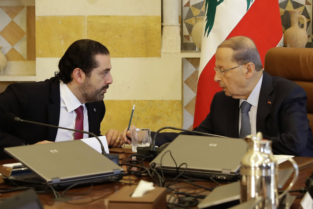 Lebanese President Michel Aoun, right, and Prime Minister Saad Hariri . (JOSEPH EID/AFP/Getty Images)