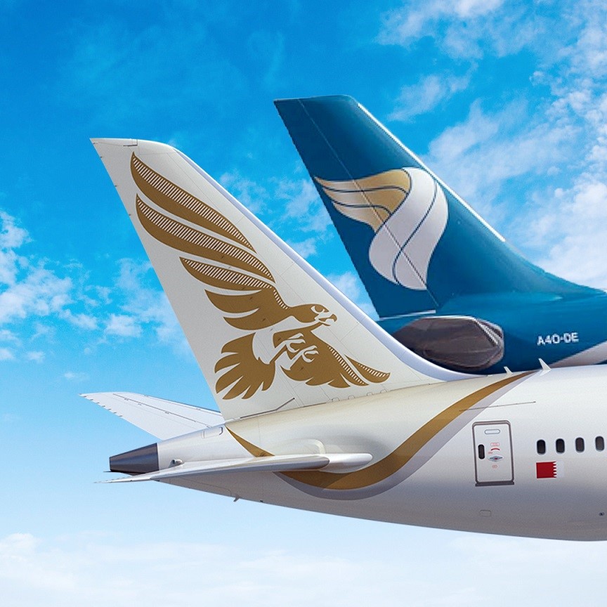 Gulf Air serves 49 cities in 26 countries with a fleet of 36 aircraft while Oman Air serves up to 55 destinations worldwide.